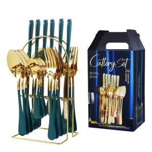 24PCS Stainless Steel Cutlery Set with Stand